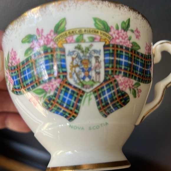 Nova Scotia Tartan  Teacup and Saucer Fine Bone China Vintage Gilt Edge Tea Cup - Picture 5 of 7